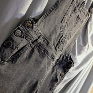 WallFlower Charcole Black Denim Overalls - Size L Junior